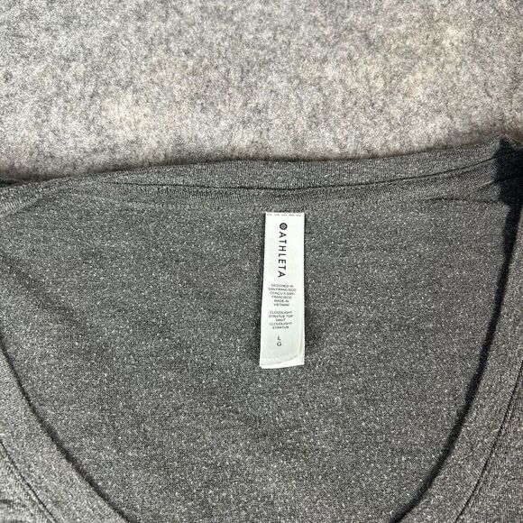 Athleta Cloudlight Stratus Top Womens Large Gray Long Sleeve Scoop Neck - Picture 5 of 7